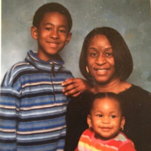 MarShon Brooks with his mother and sister