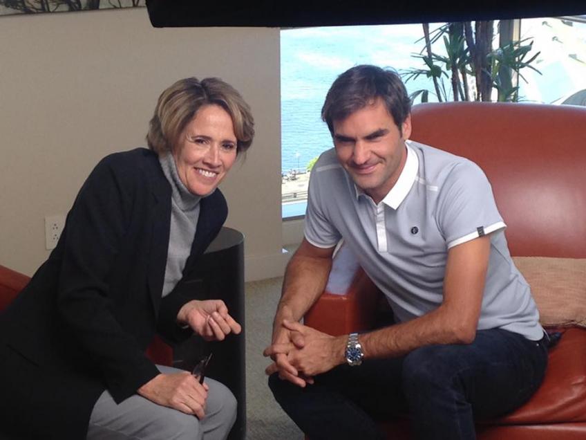 Mary Carillo med Roger Federer