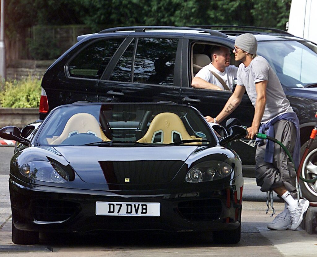 David Beckham with his Ferrari