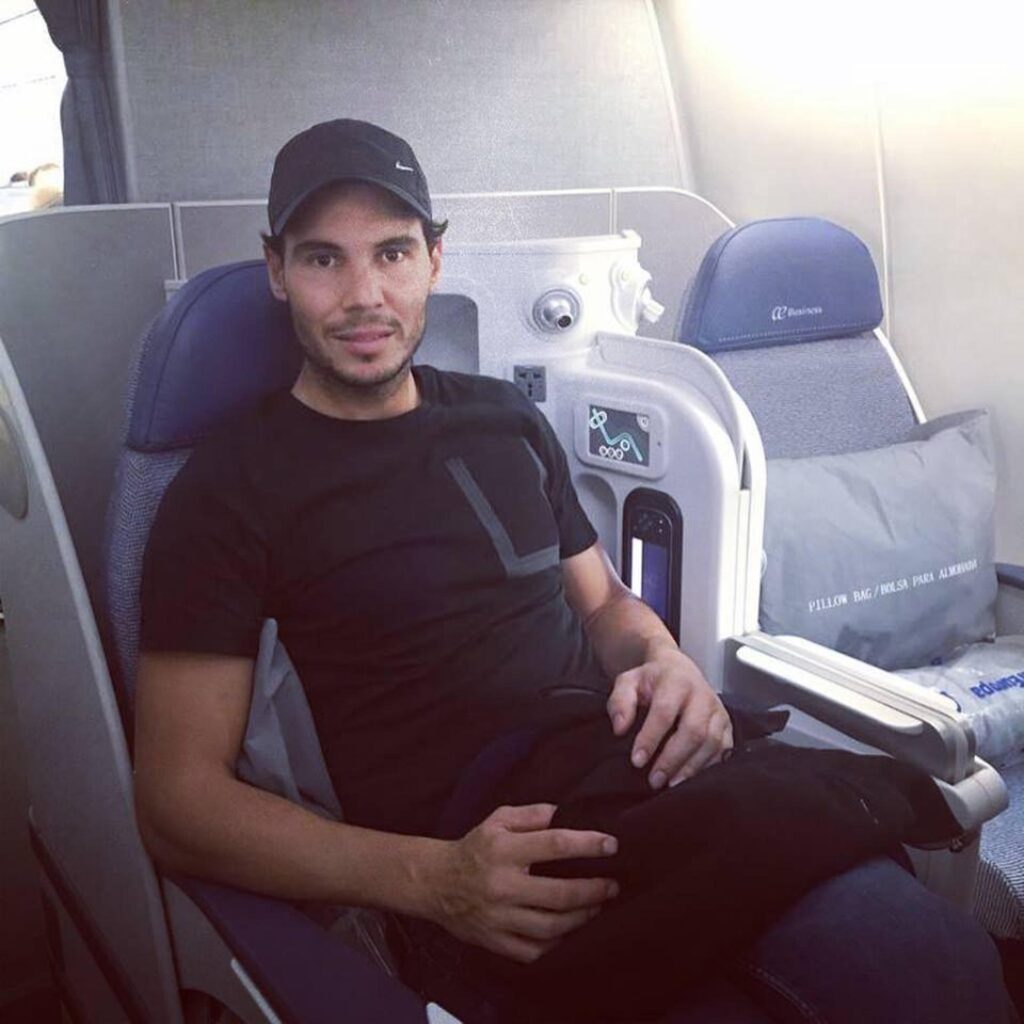 Rafael Nadal in his private jet.