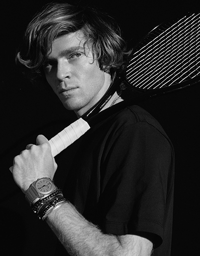 Andrey Rublev flaunting the Octo Finissimo S from the brand Bulgari