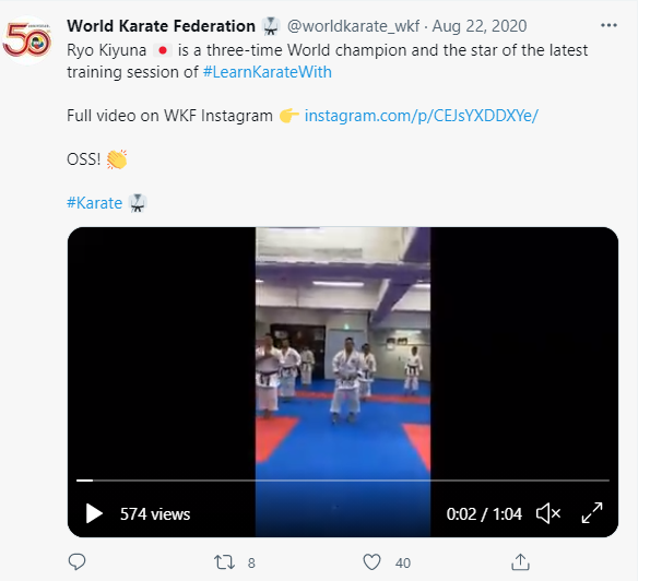 Conducting the Learn Karate With session on WKF's Instagram page