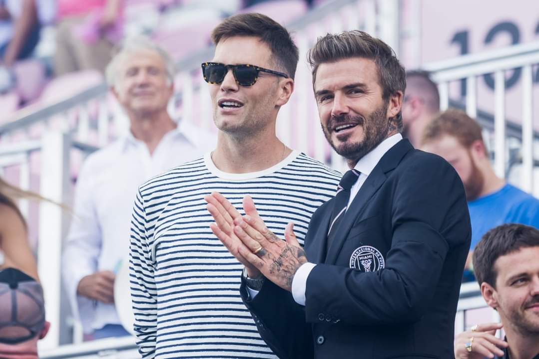 David Beckham with Tom Brady watching Inter Miami match 