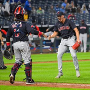 James Karinchak playing for the Indians