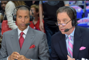 Kevin Harlan broadcasting with his friend