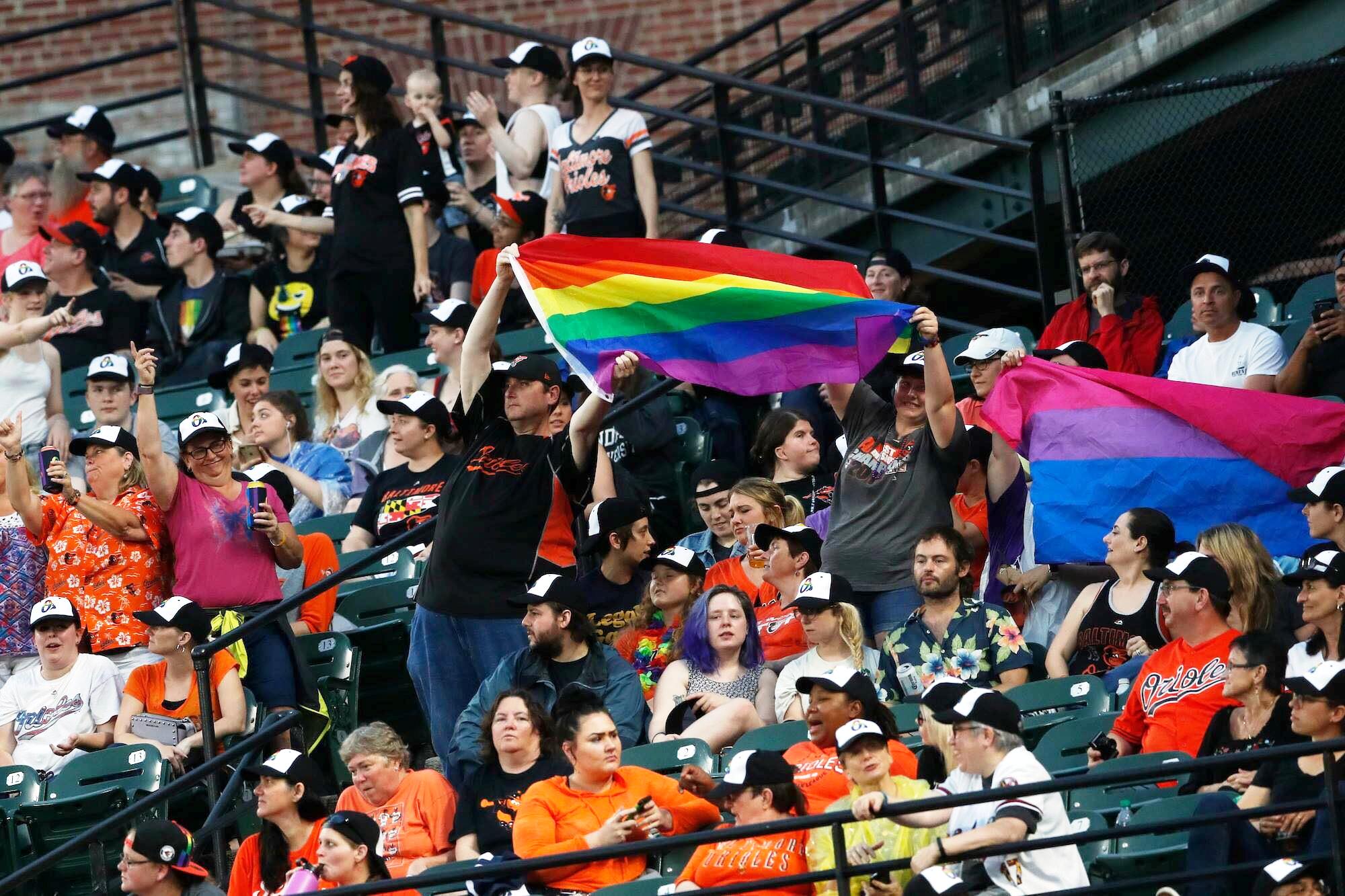 LGBTQ flag at MLB game