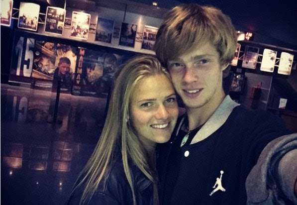 Rublev with his girlfriend