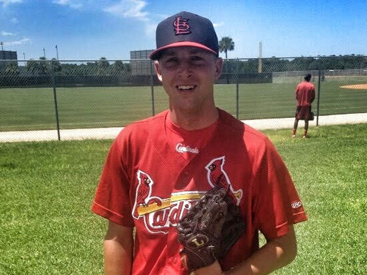 Tyler Dunnington praticing with Cardinals