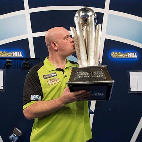 Michael van Gerwen with his trophy