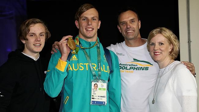 Kyle Chalmers With His Father, Mother And Brother