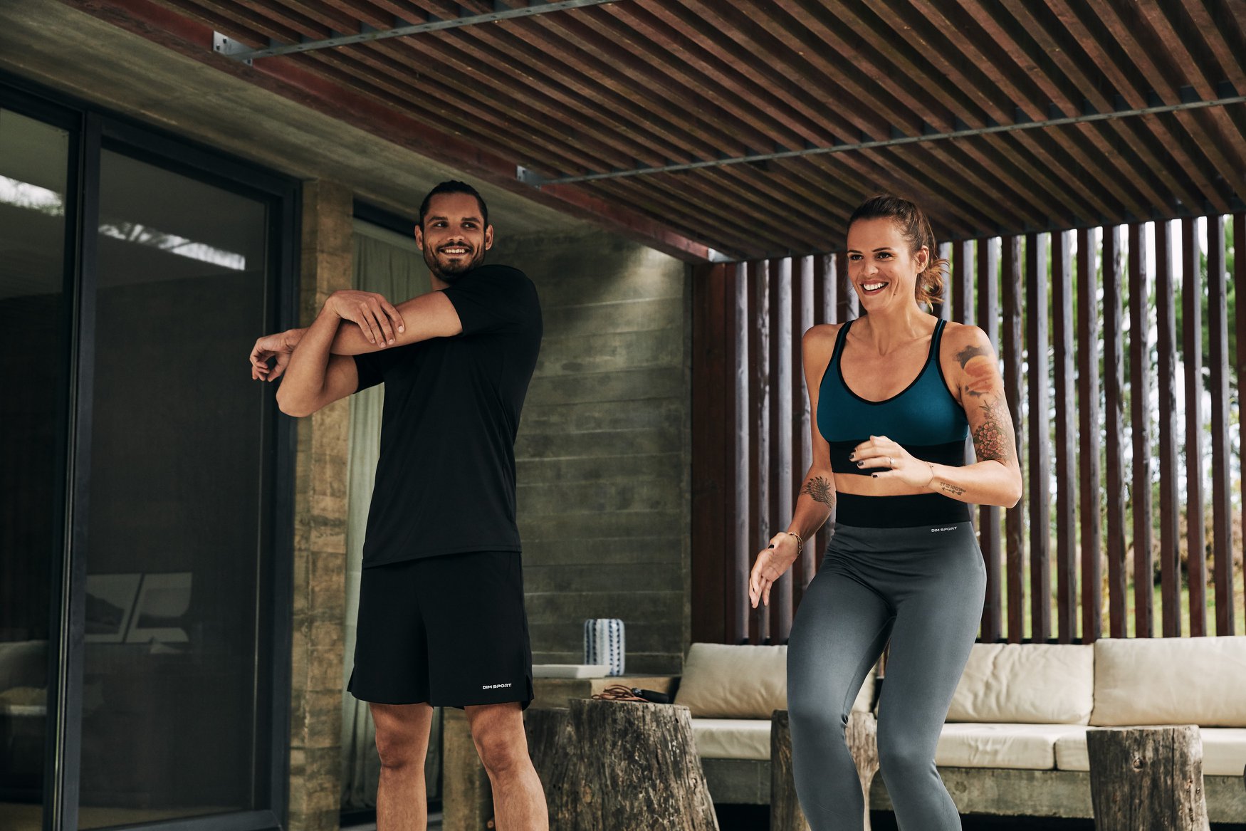 Florent Manaudou during DIM commercial advertising with his sister