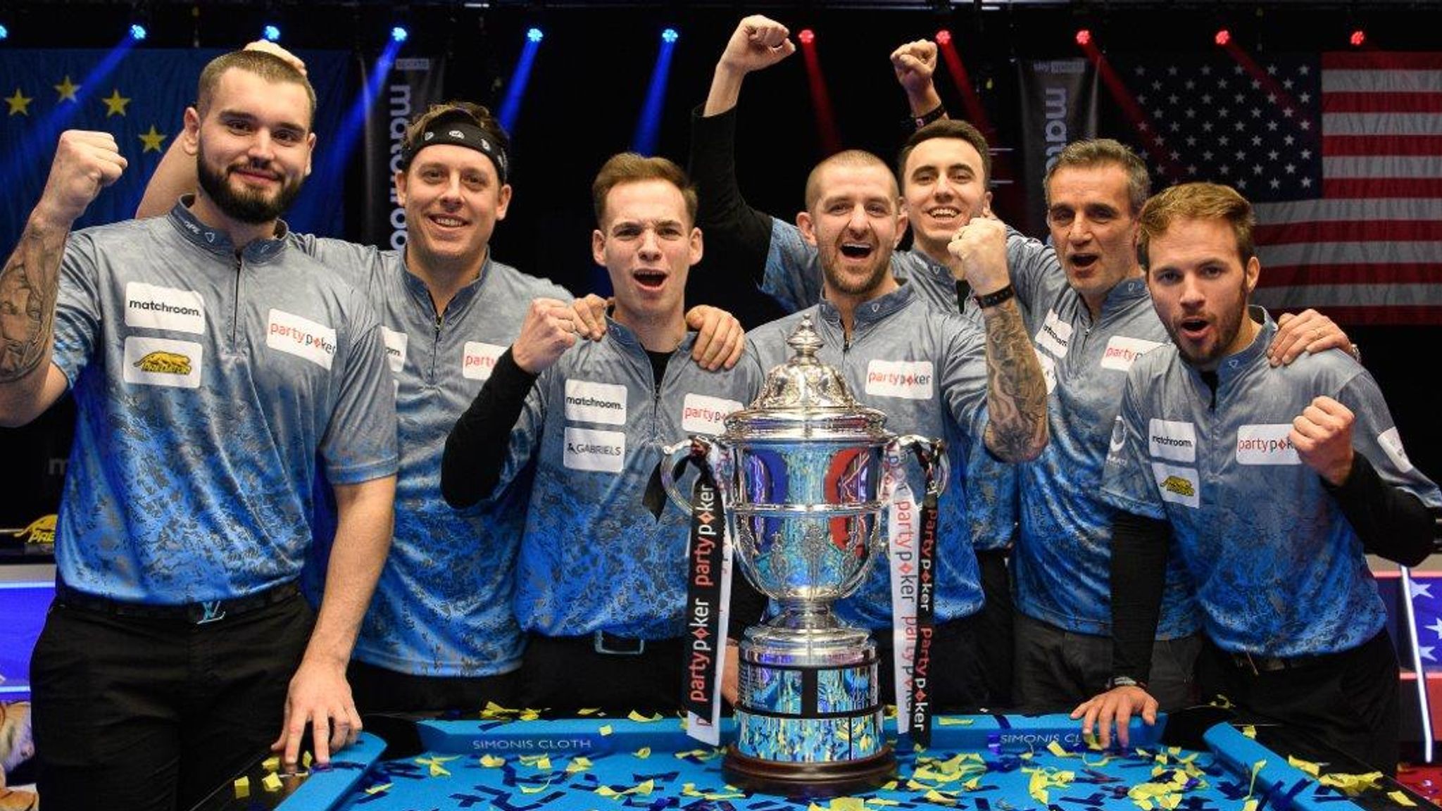 Team Europe celebrating Mosconi Cup victory