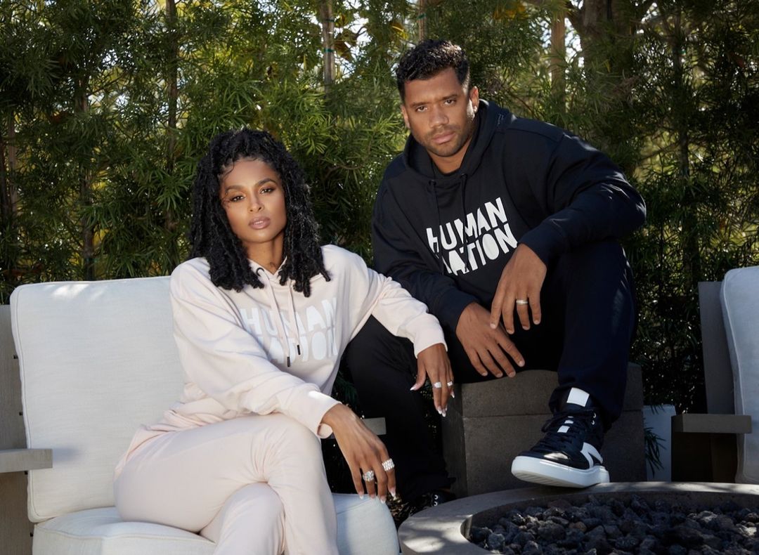 Ciara and Russell Wilson in Human nation outfits