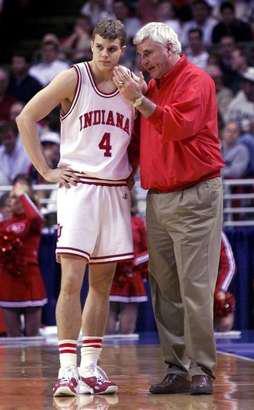 Luke Recker with his Indiana coach, Bob Knight