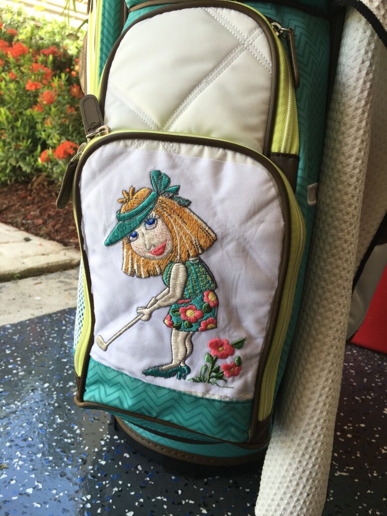 Embroidery ideas and designs for golf bags. 