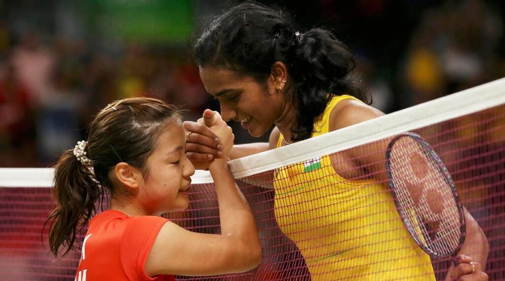 Nozomi Okuhara in a match against P.V.Sindhu.