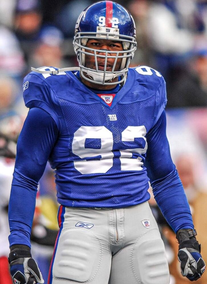 Michael Strahan during a playoff