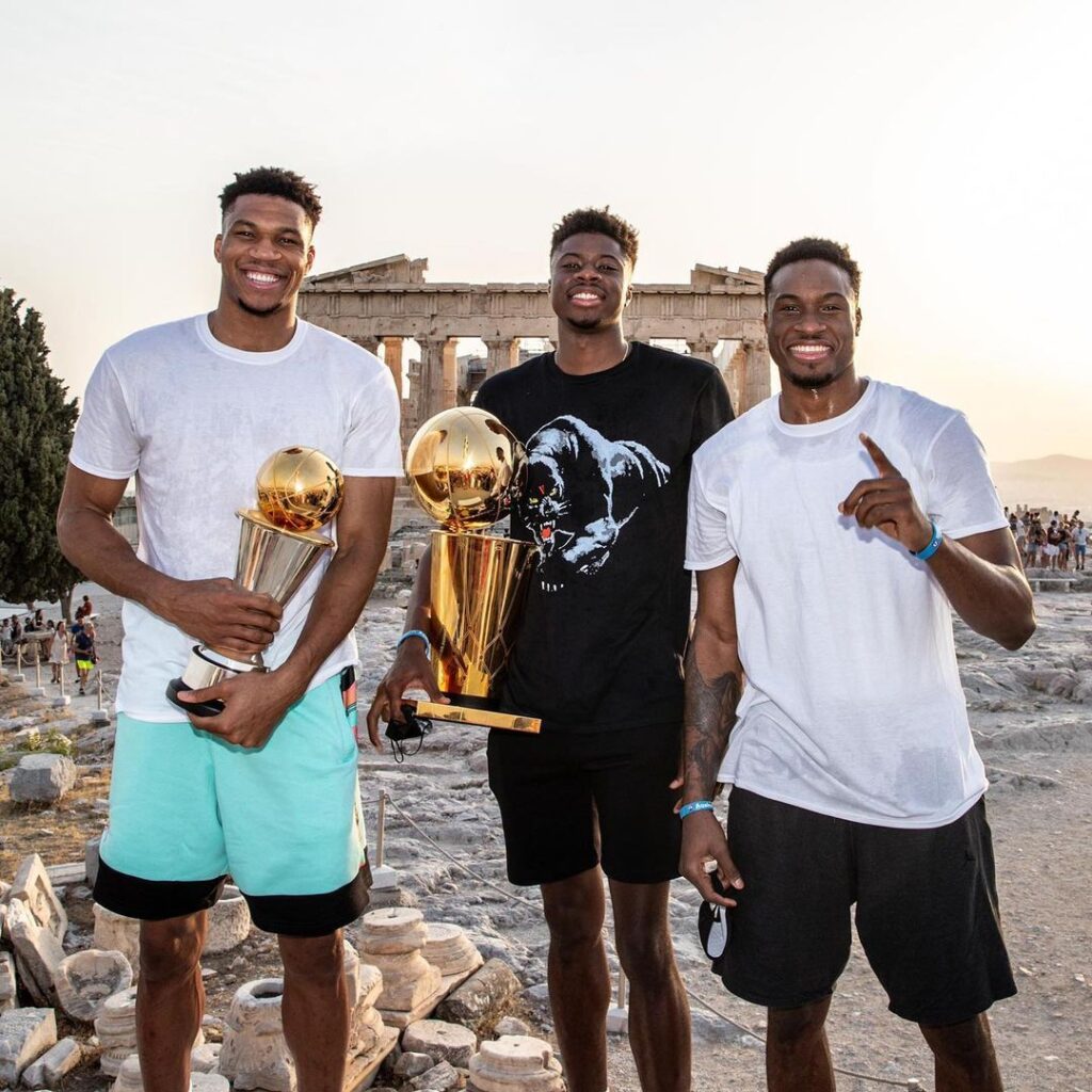 Three Antetokounmpo brothers from left Giannis, Kostas and Thanasis who made it to NBA (Source: Instagram)
