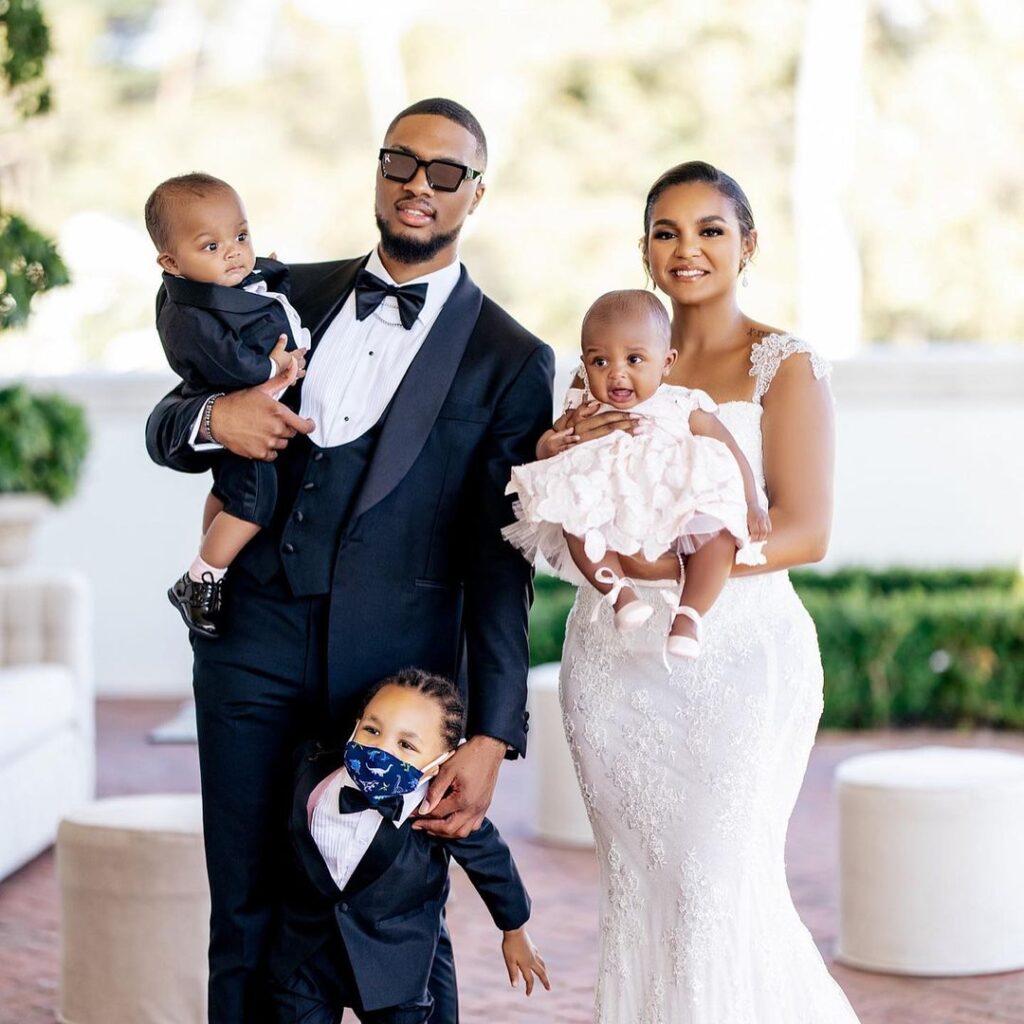 Houston Lillard son Damian and daughter in law with their son and twins (Source: Instagram)