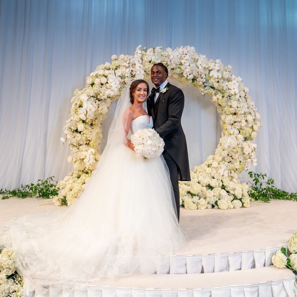 Devanne J Villareal and Davante Adams on their wedding day.