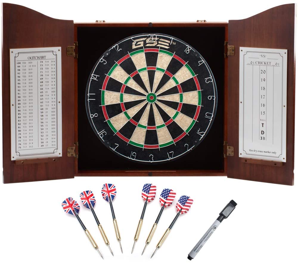 Deluxe Solid Wood Dartboard Cabinet Set (Source: Amazon)