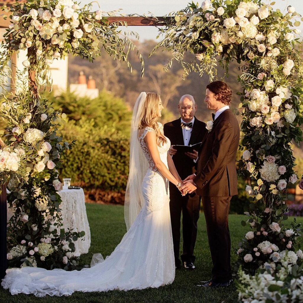 Gerrit Cole and his wife Amy taking a vow during their wedding (Source: Instagram)