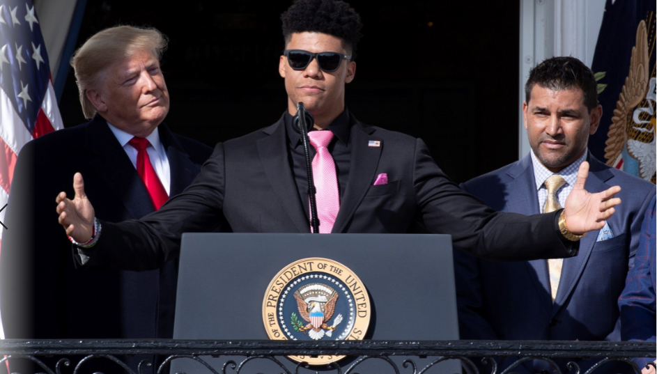 Juan-Soto-Giving-Speech-In-The-White-House-With-President-Donald-Trump