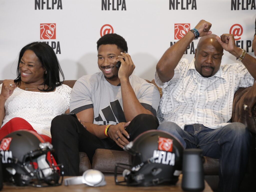 American football player Myles Garrett with his mother Audrey Garrett