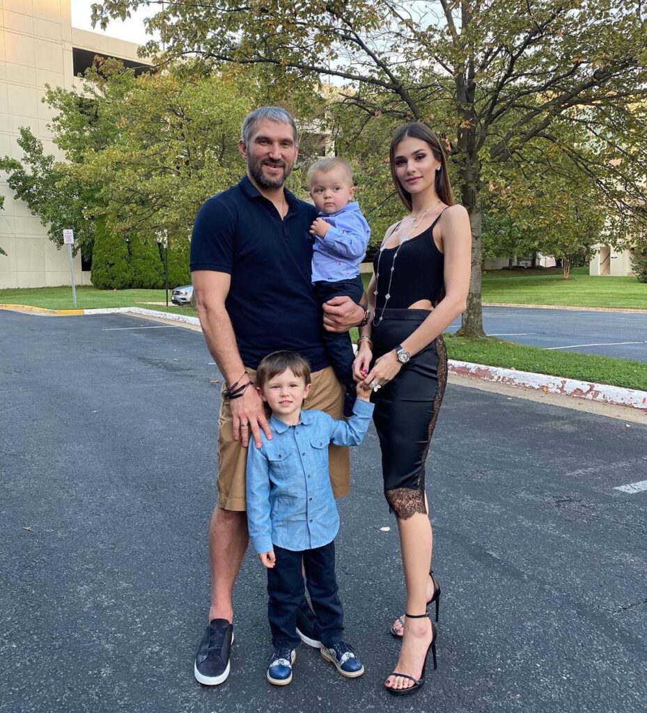Alex Ovechkin along with his wife Anastasia and Two sons Sergei and Ilya (Source: Instagram)