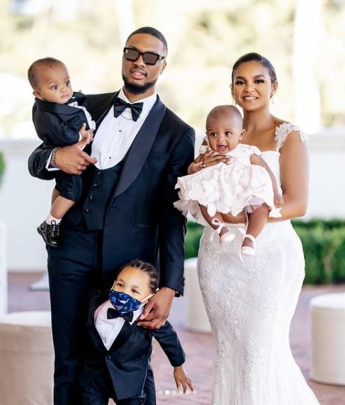 Damian Lillard with his wife and children. (Source:  Damian