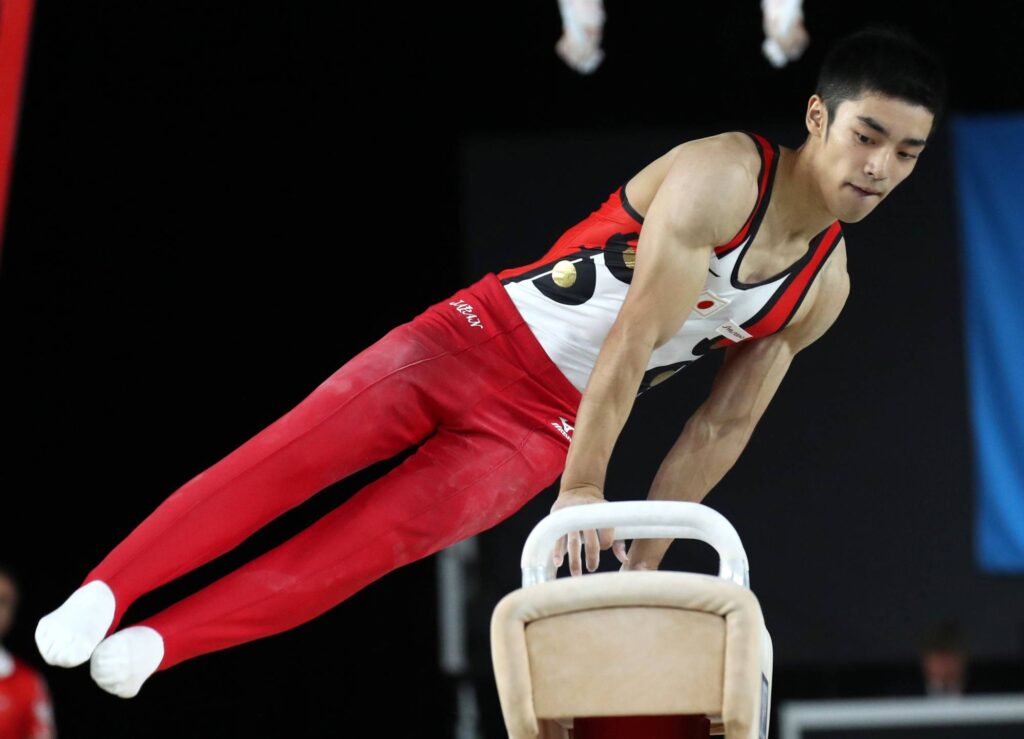 Kenzo Sirai competes on the Pommet horse at Artistic gymnastics World Championshio at Montreal, 2017. (Source: USATODAY.com)