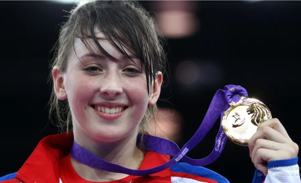 17-year-old Jade Jones with her gold medal at Youth Olympics in 2010. (Source: olympics.com)