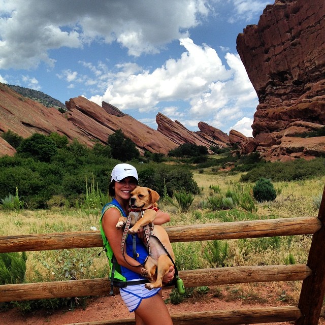 Anna Burns Welker enjoying a day out with her dog