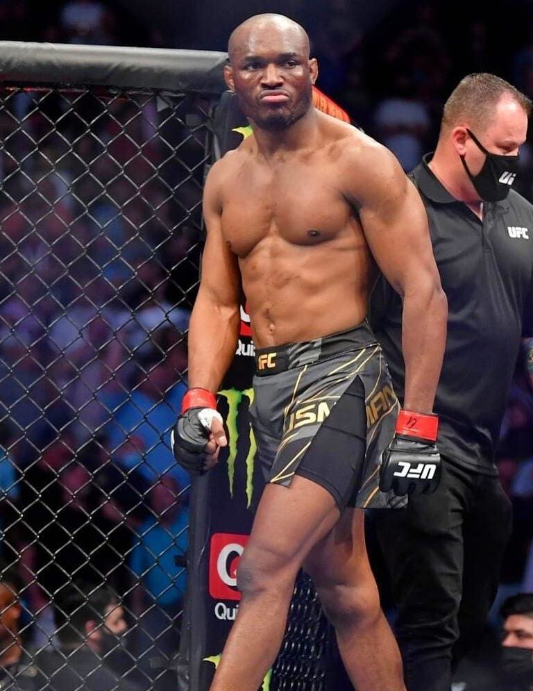 Kamaru Usman looking clam and centered inside the octagon