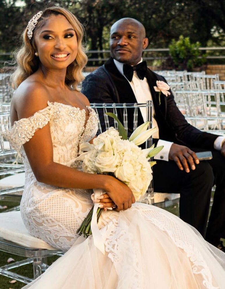 Kamaru Usman and his wife during the wedding ceremony