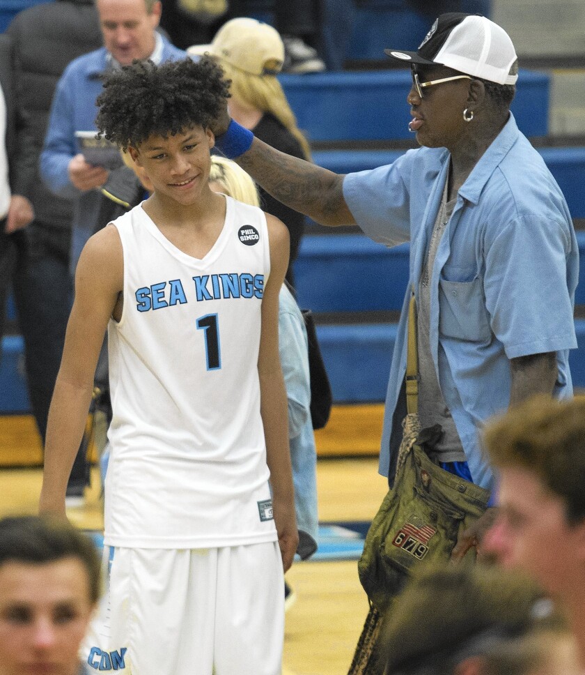 DJ Rodman With his Father Dennis Rodman during his High School Days