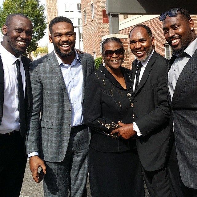 Jon Jones with his mother, father, and brothers.