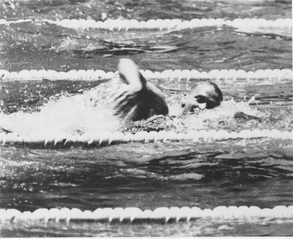 Schollander in action during the 1968 Mexico City Olympics Game