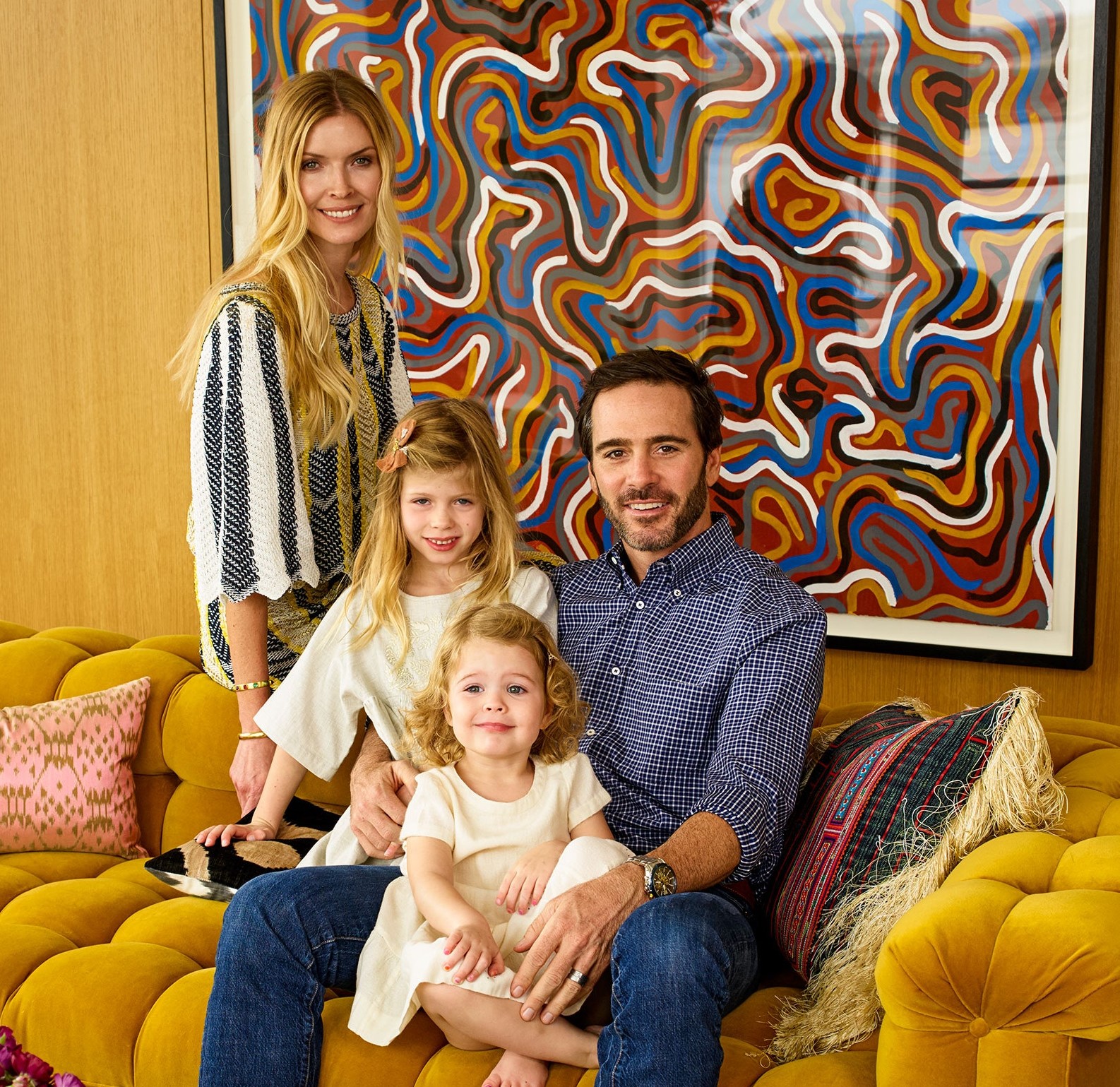 Jimmie Johnson with his wife Chandra Janway and daughters; Genevieve and Lynda.