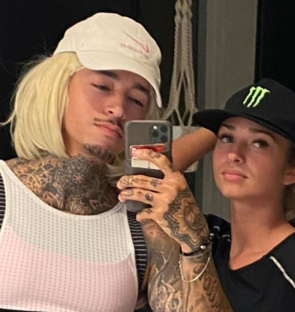 Nyjah Huston with his girlfriend, Alexa Adams