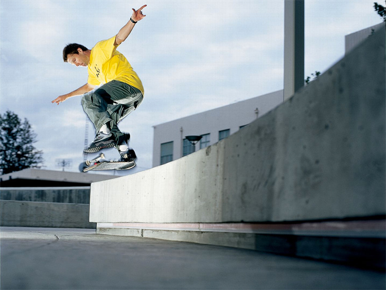Rodney Mullen shows his street skateboarding skills and tricks