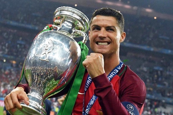 Ronaldo with Euro Cup trophy