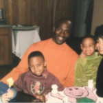 Michael Jordan with his three kids and first wife