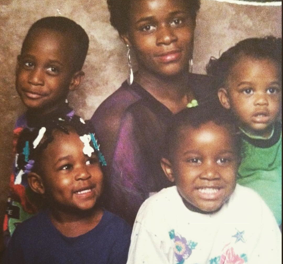 Brown With His Mom And Siblings