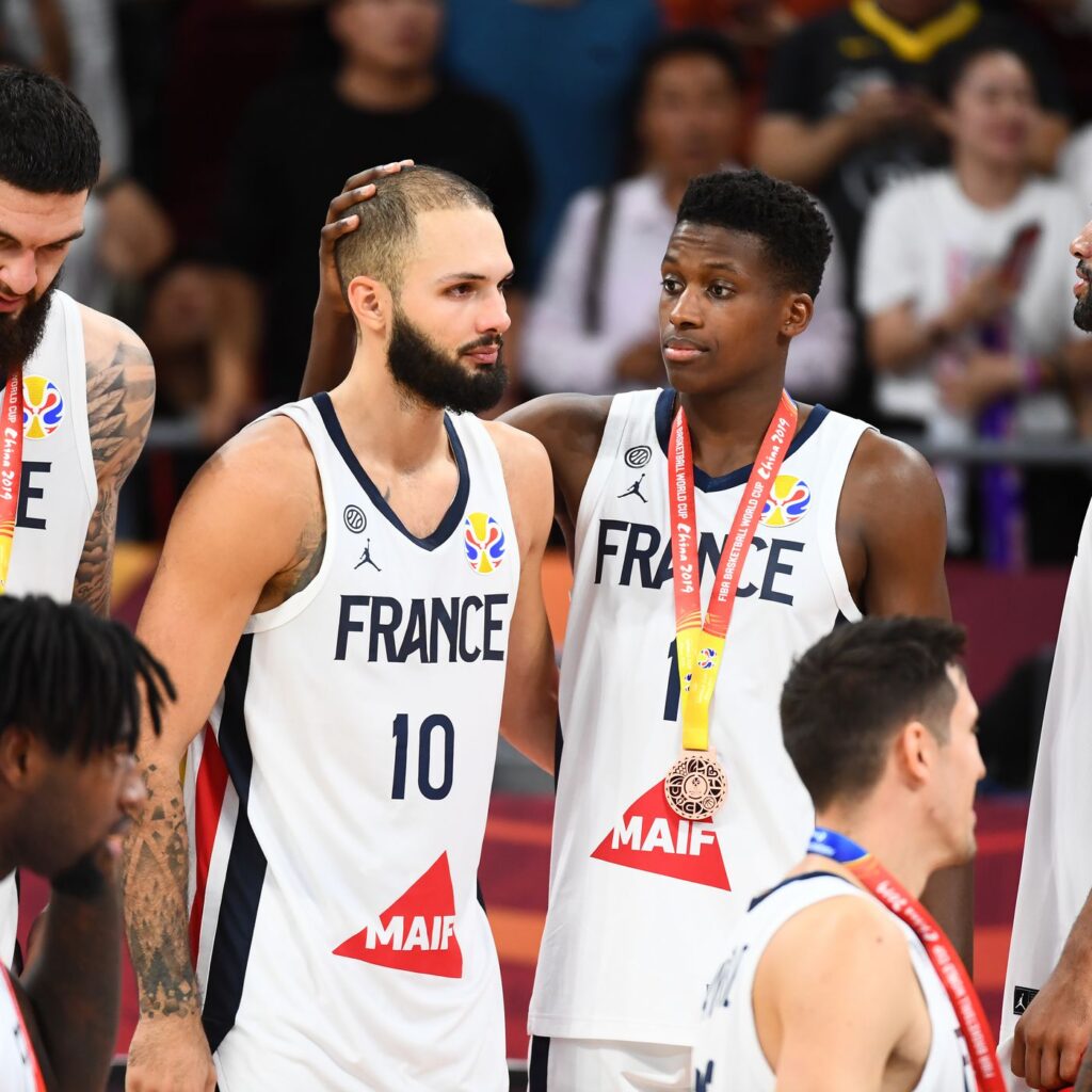 Evan Fournier winning silver medal for France.