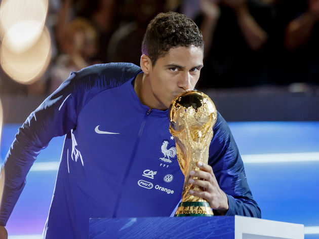 Varane with the FIFA World Cup Trophy