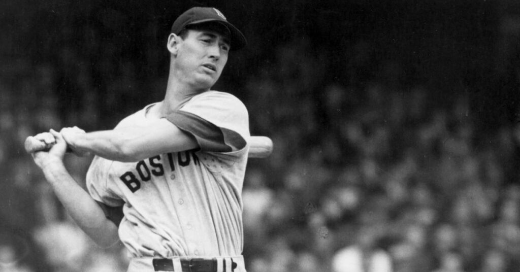 Ted Williams playing baseball