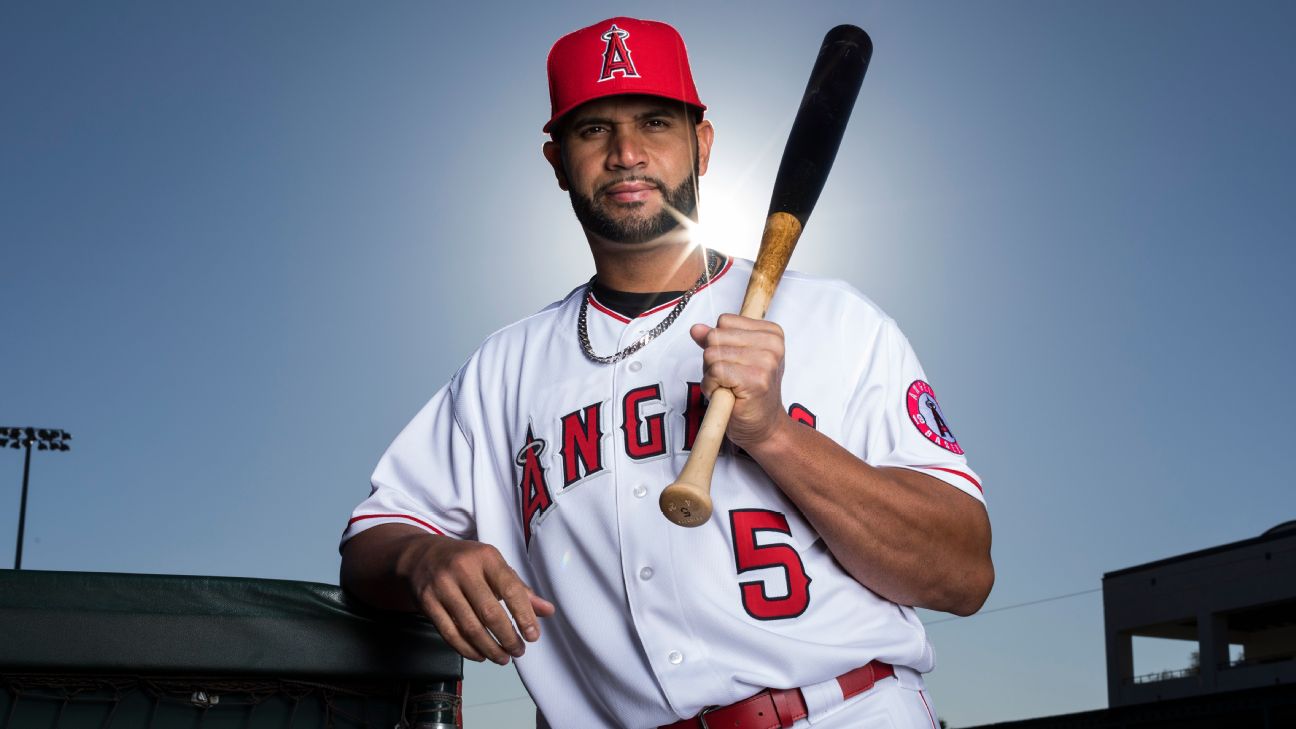 Albert Pujols posing with bat