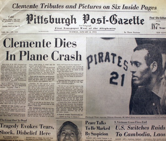 The news of Roberto Clemente's death