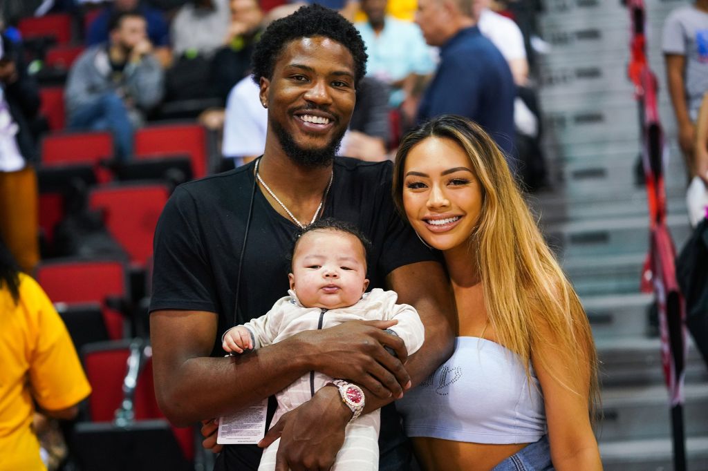 Beasley with his wife and son